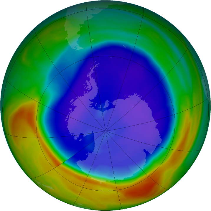 Antarctic ozone map for 13 September 2007